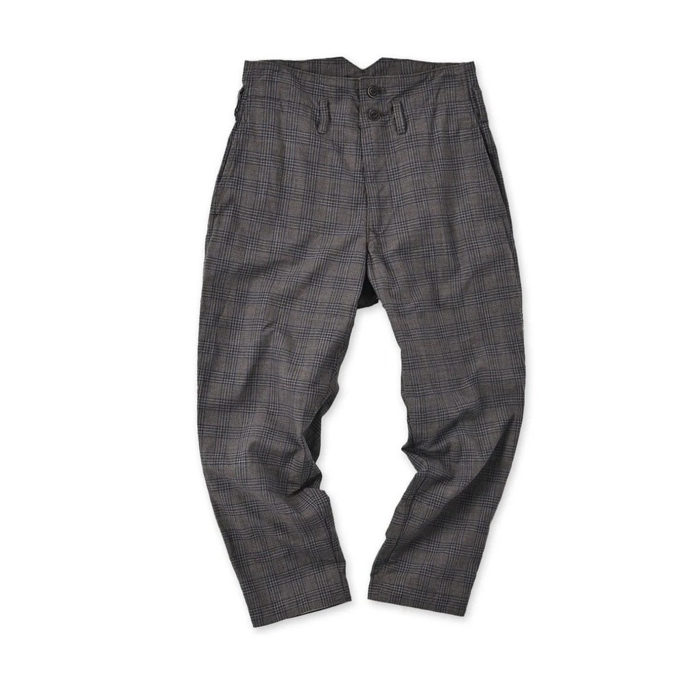 45R Yorimoku Cotton Tweed 908 Joppan Pants Unisex Size 3 Brown Pinstripe Retro